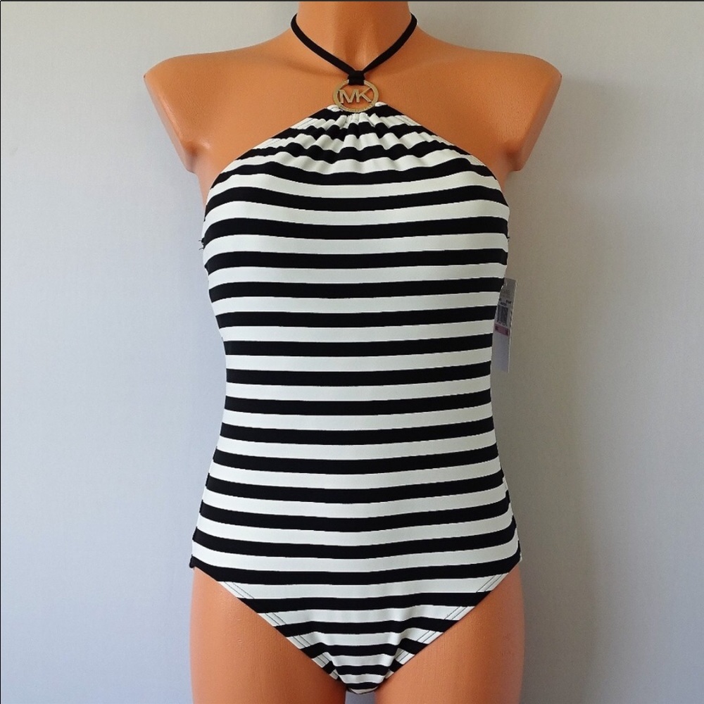 Michael Kors one piece black and white swimsuit.